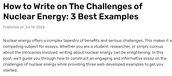 How the Expansion of Nuclear Energy Comes with Challenges?